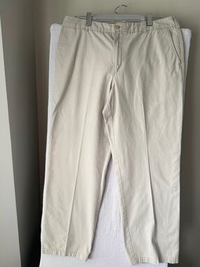 IZOD Saltwater Chino Pants Mens 36x32 Straight Fit Beige Khaki 100% Cotton